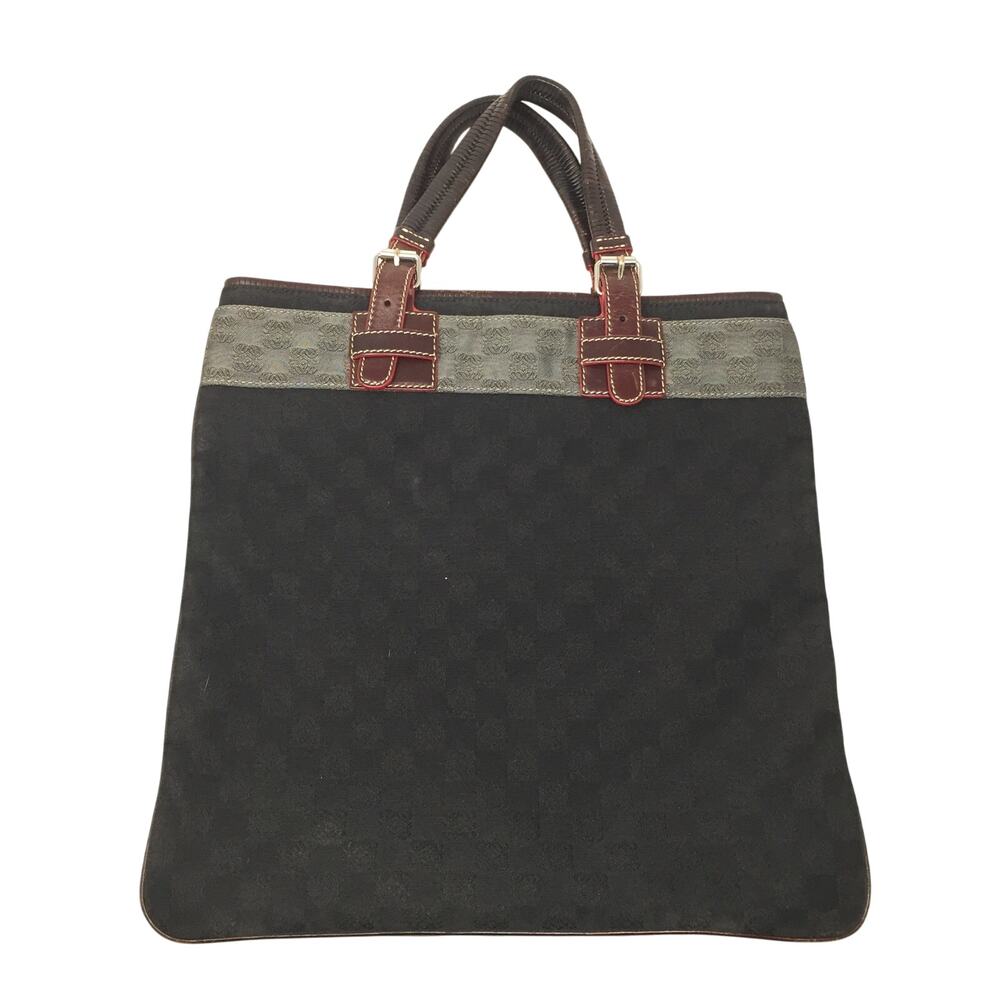 LOEWE - Leather-Trimmed Anagram Canvas Tote Black & Gray - Picture 9 of 10